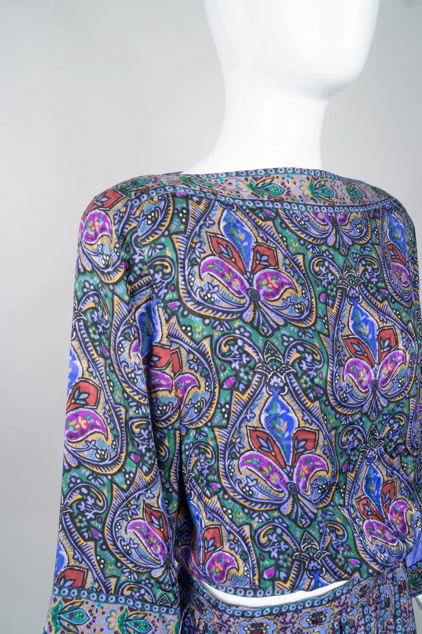Lotus Print Blouse & Skirt Set