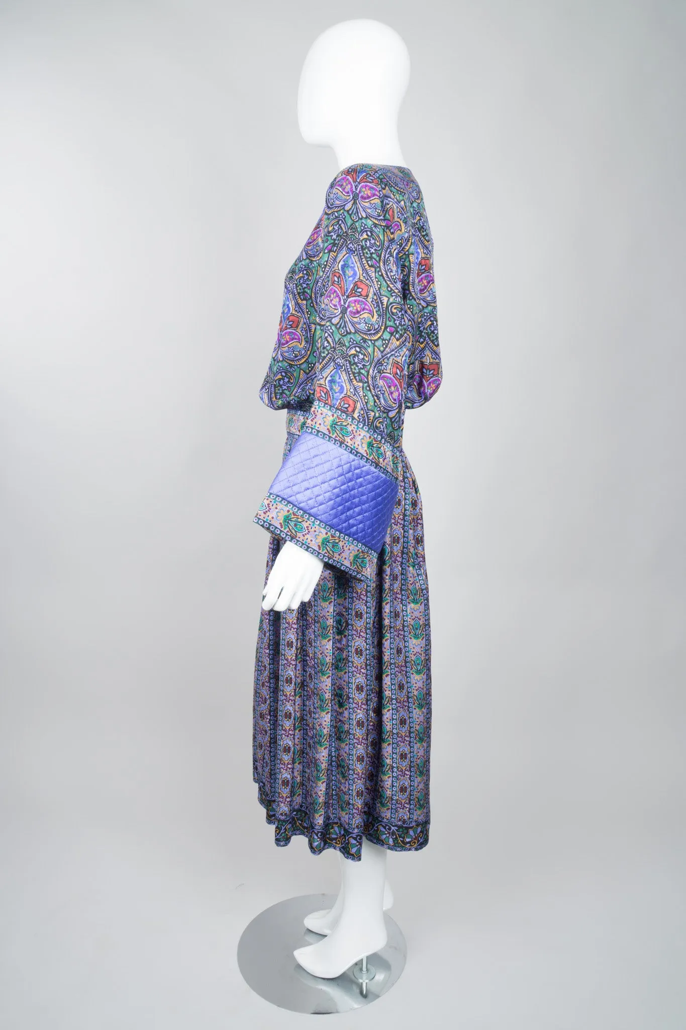 Lotus Print Blouse & Skirt Set