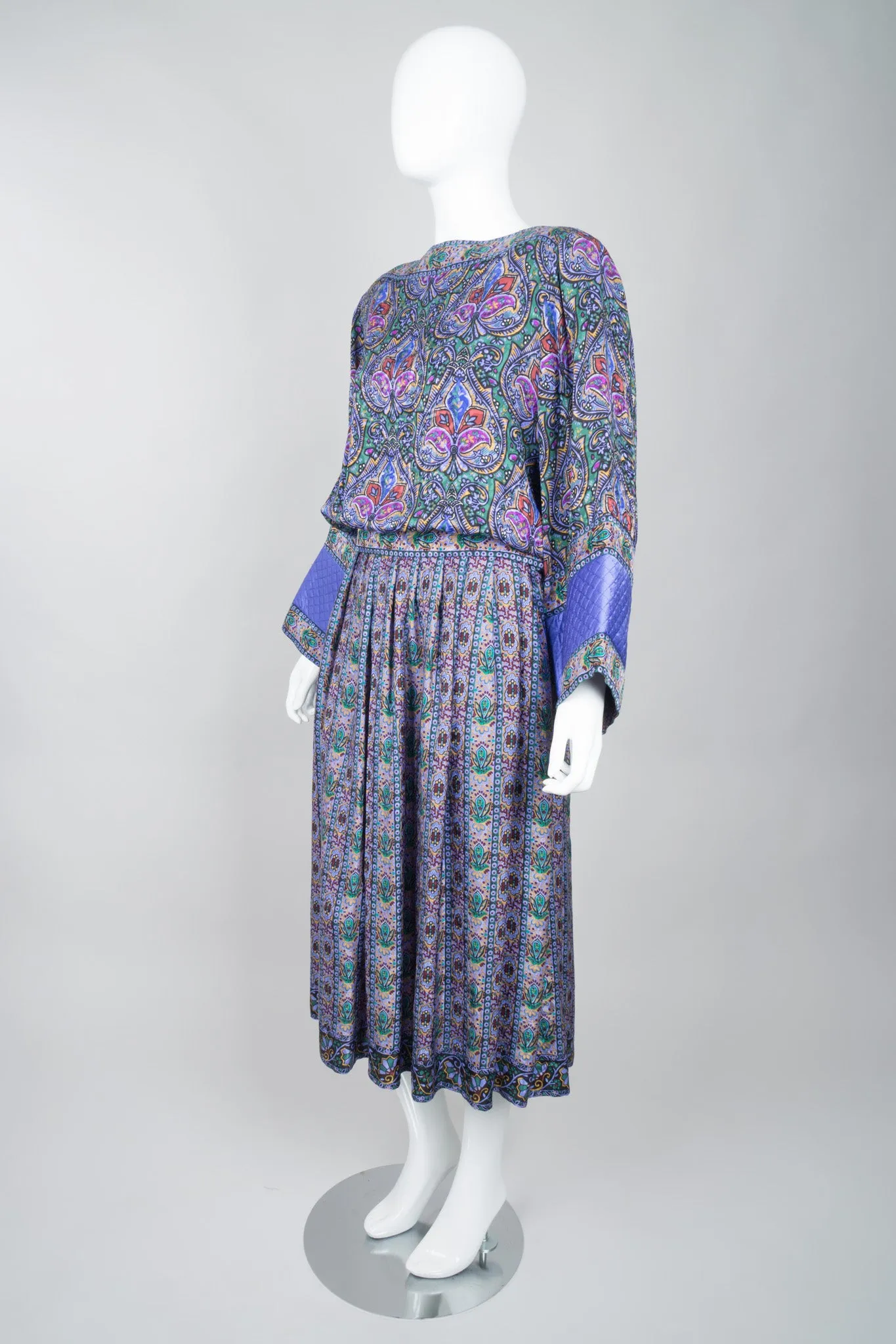 Lotus Print Blouse & Skirt Set