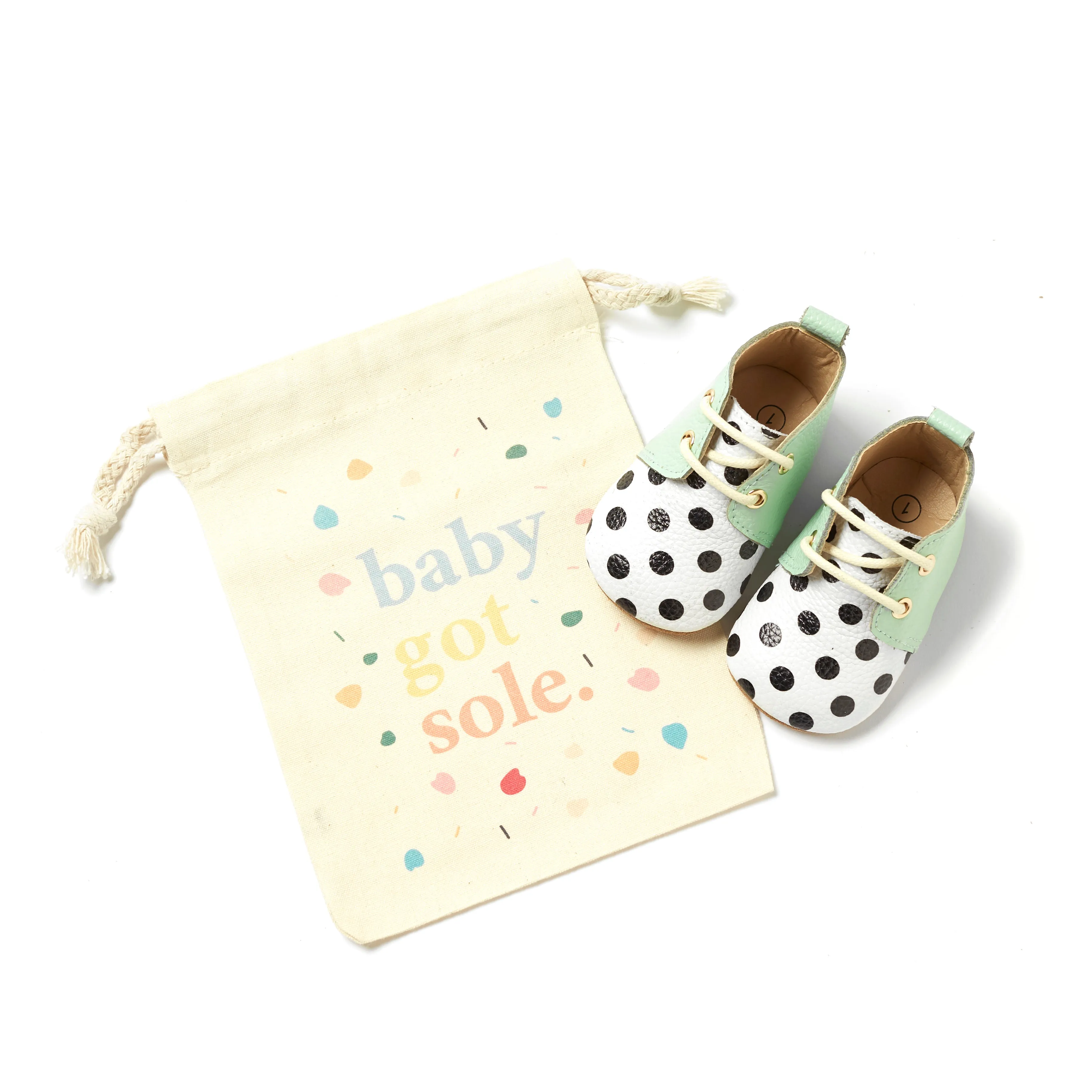 Luna Mint Polka Dot Spot Leather Oxfords
