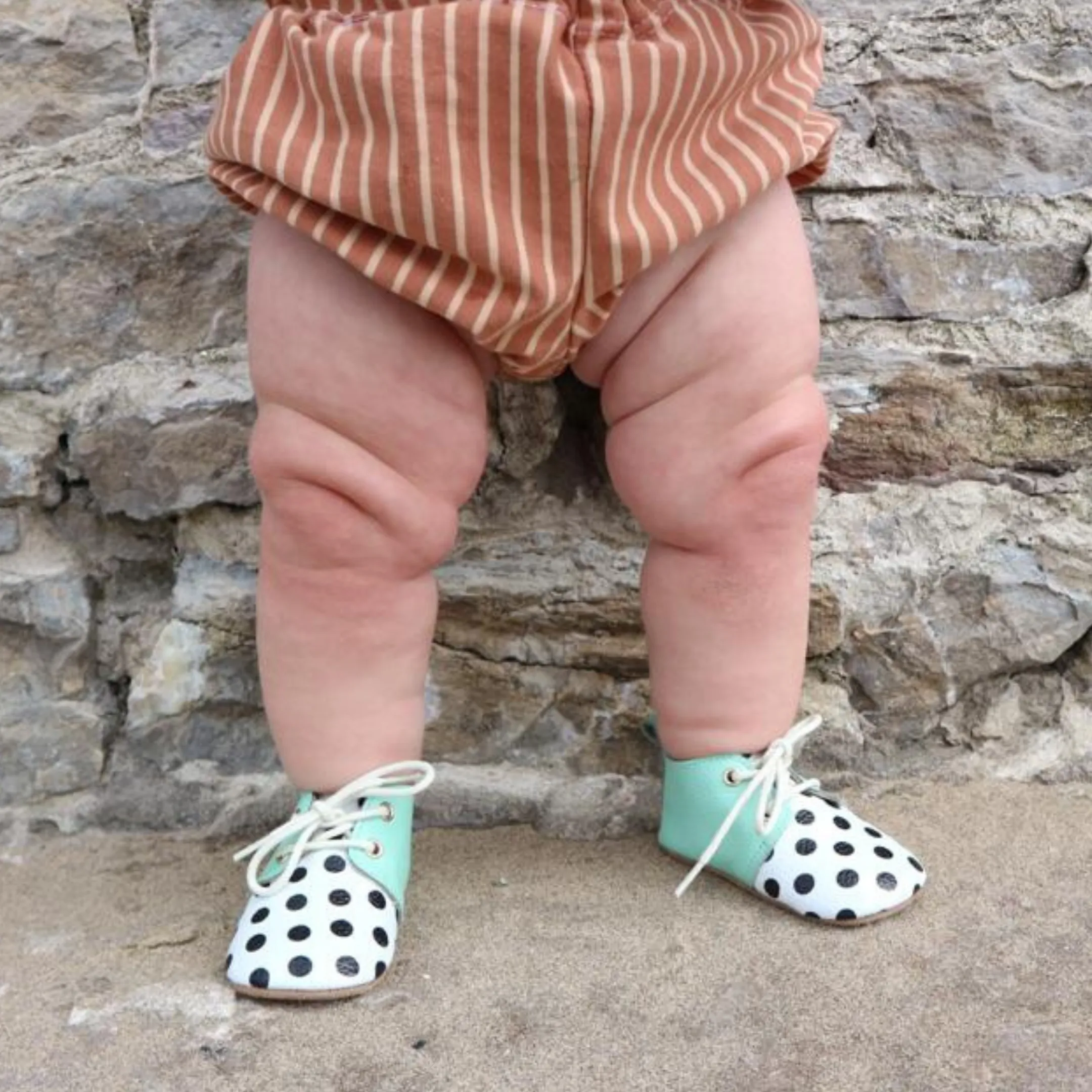 Luna Mint Polka Dot Spot Leather Oxfords