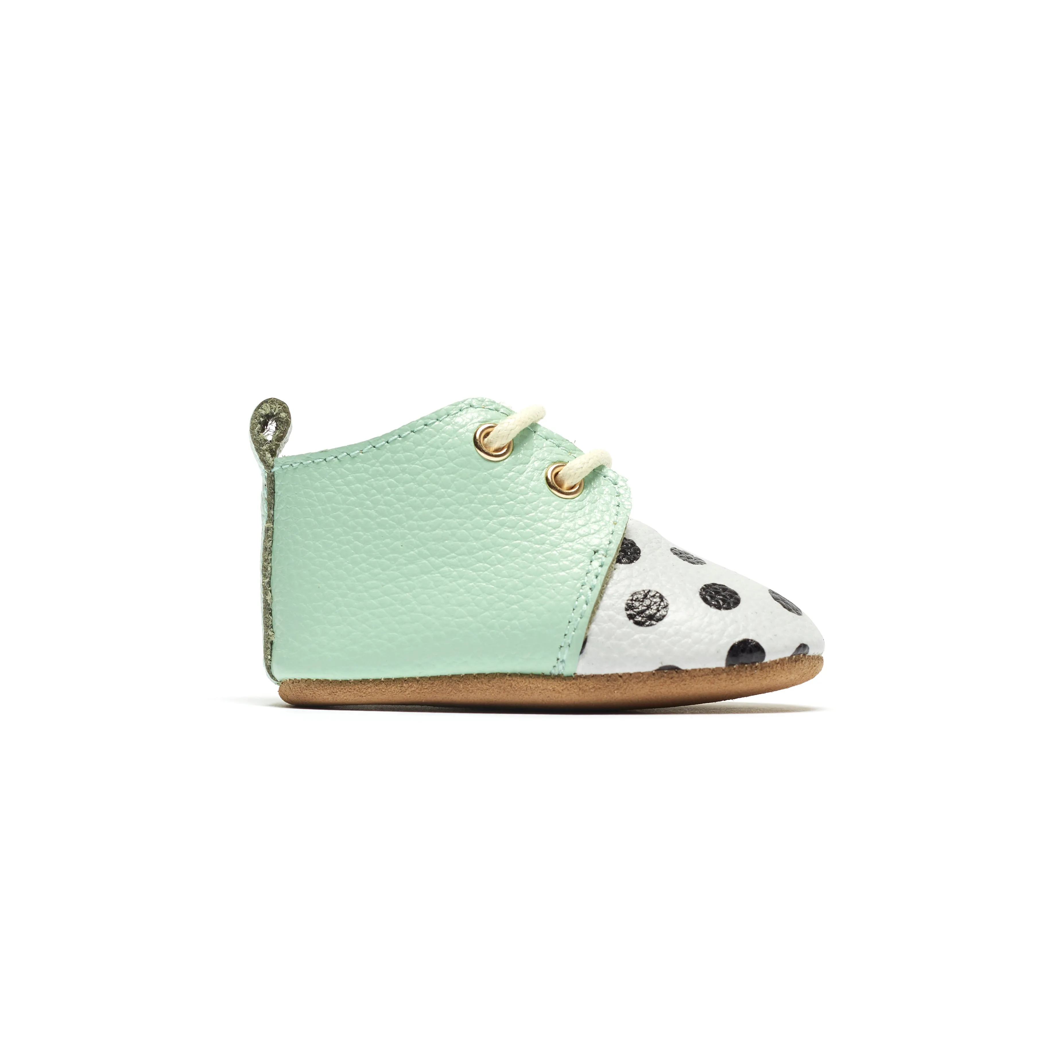 Luna Mint Polka Dot Spot Leather Oxfords