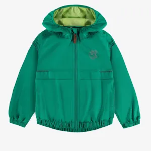 Manteau coupe-vent vert à capuchon, enfant || Green wind resistant hooded coat, child
