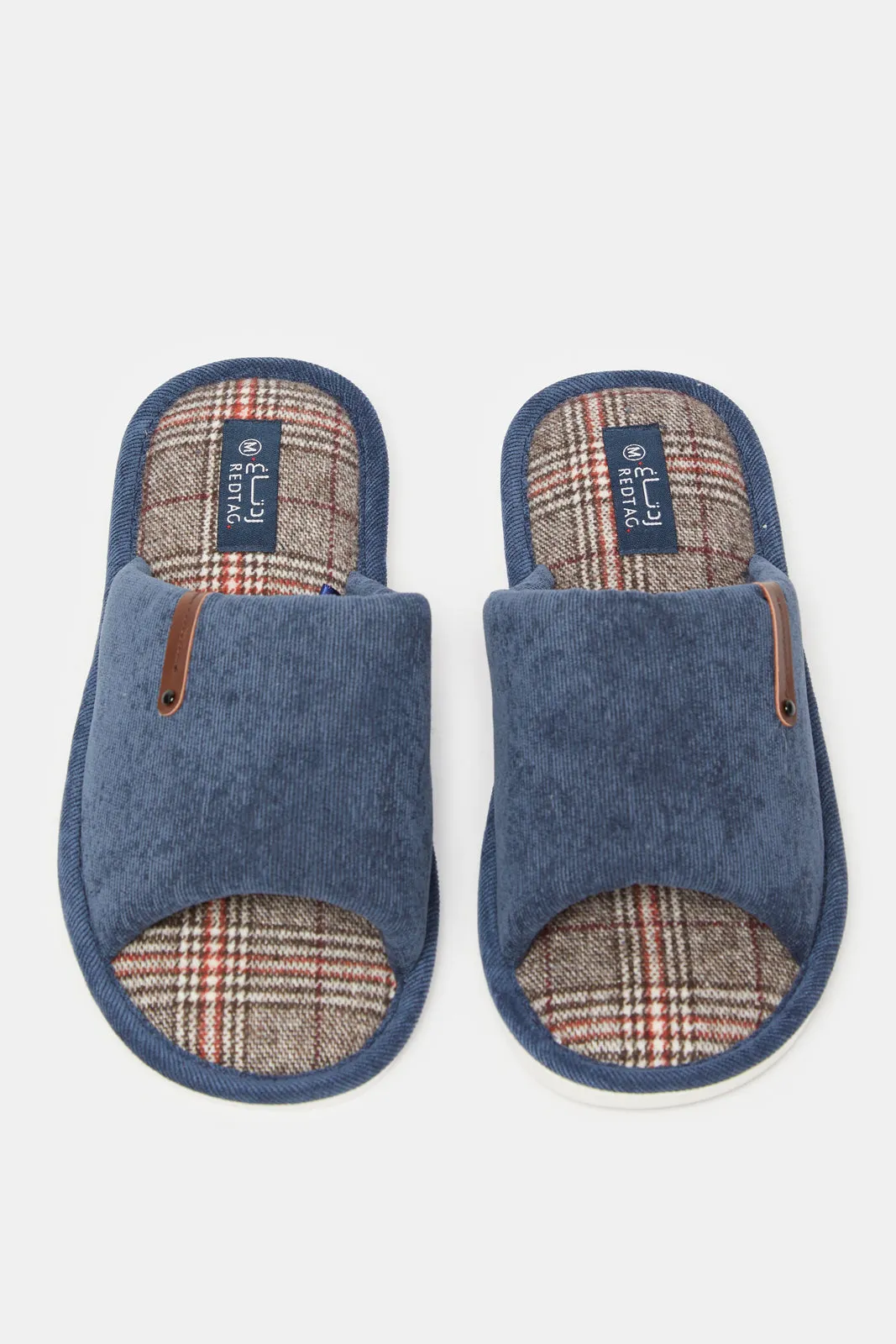 Men Navy Checkered Slipper