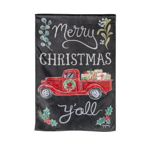 Merry Christmas Y'all Red Truck House Suede Flag,13s10605