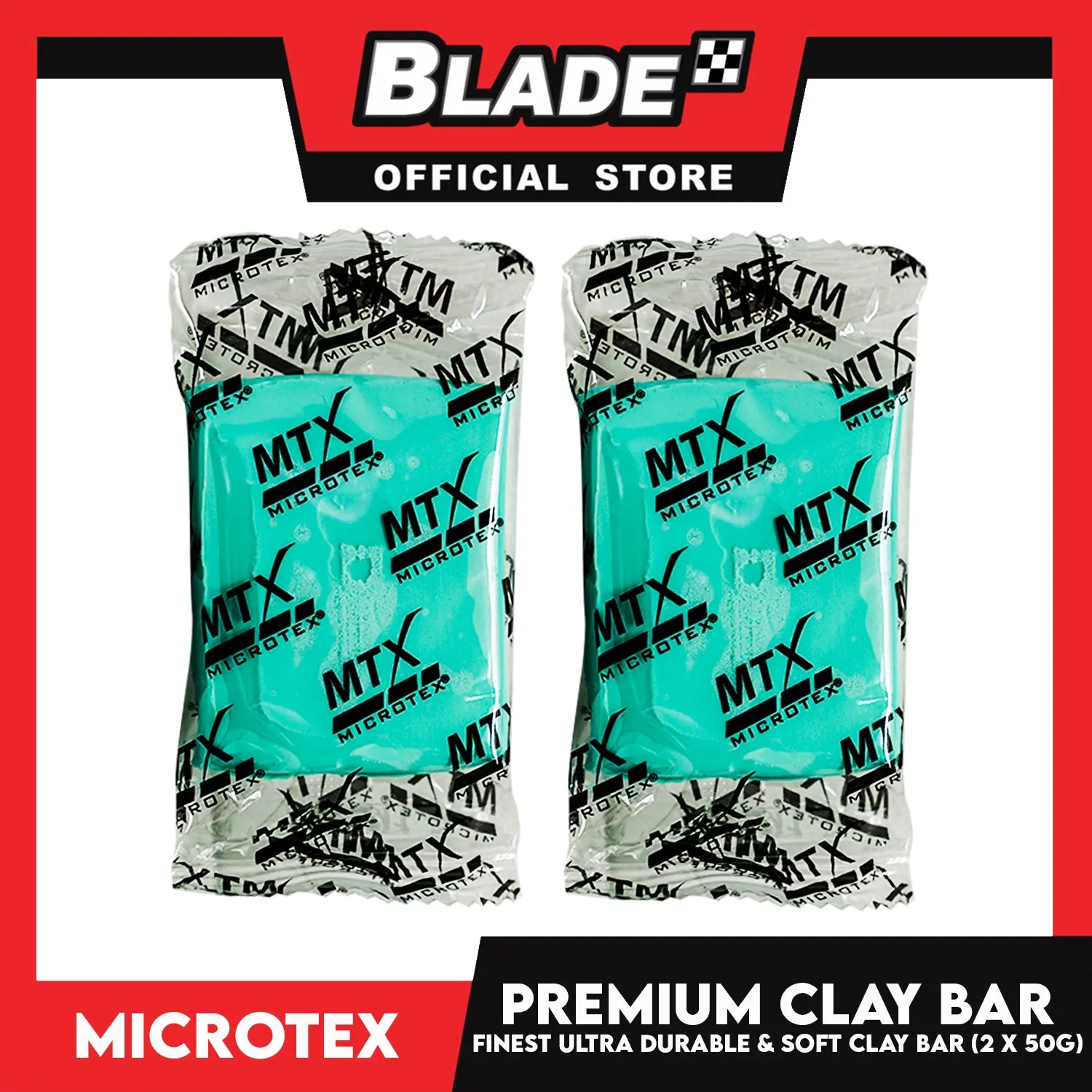 Microtex Finest Premium Clay Bar (2 x 50g) Ultra Durable Soft Smooths Cleans And Revives