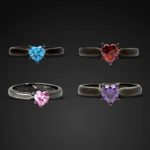 Midnight Bliss - Elegant Engagement Ring for Her | Stainless Steel Wedding Ring for Women | Durable & Stylish Design