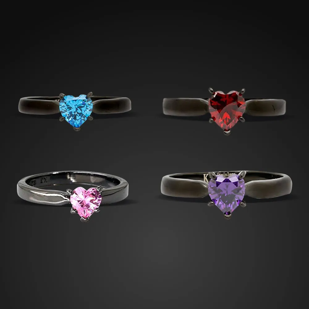 Midnight Bliss - Elegant Engagement Ring for Her | Stainless Steel Wedding Ring for Women | Durable & Stylish Design