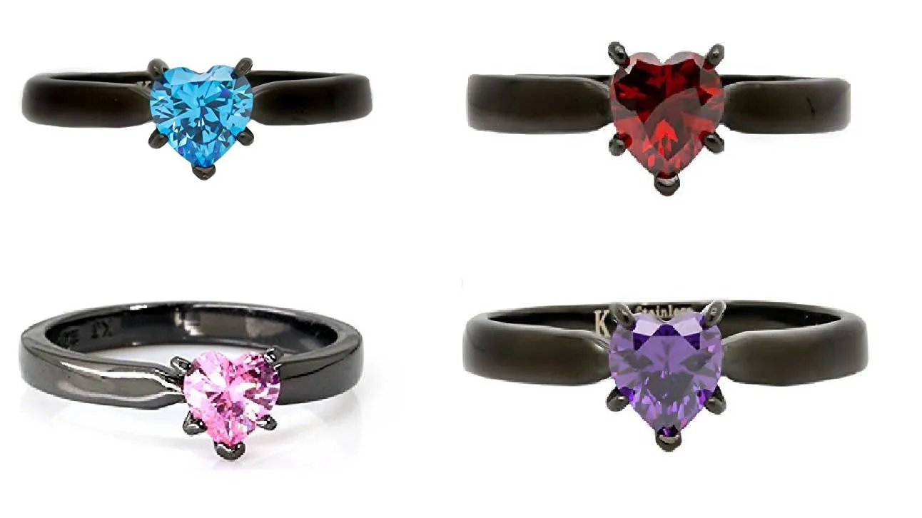 Midnight Bliss - Elegant Engagement Ring for Her | Stainless Steel Wedding Ring for Women | Durable & Stylish Design
