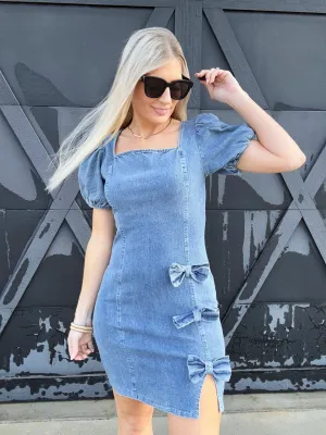 Mini Denim Bow Dress