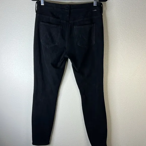 Mother HighWaist Looker Faux Suede Jeans Black Tricks of the Trade Stretch‎ 28