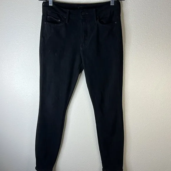 Mother HighWaist Looker Faux Suede Jeans Black Tricks of the Trade Stretch‎ 28