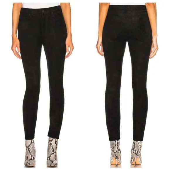 Mother HighWaist Looker Faux Suede Jeans Black Tricks of the Trade Stretch‎ 28
