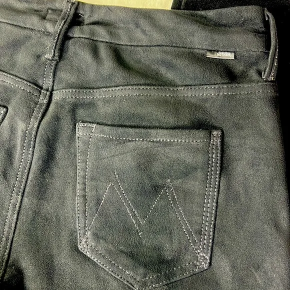 Mother HighWaist Looker Faux Suede Jeans Black Tricks of the Trade Stretch‎ 28