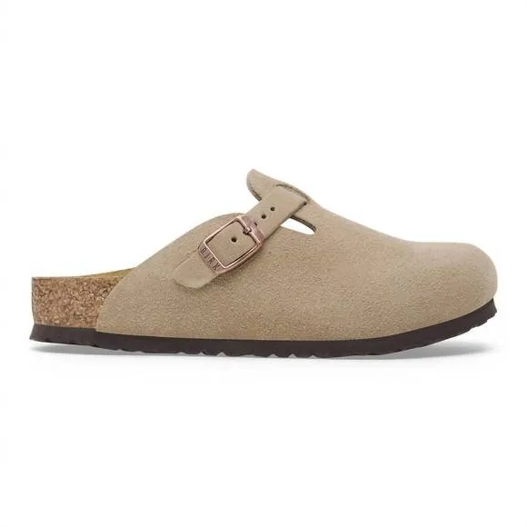 NEW BIRKENSTOCK kids' boston clog in taupe suede