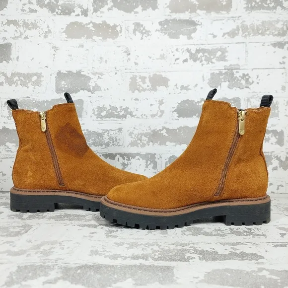 NEW Sam Edelman Laguna Tawny Brown Leather Pull On Booties V626