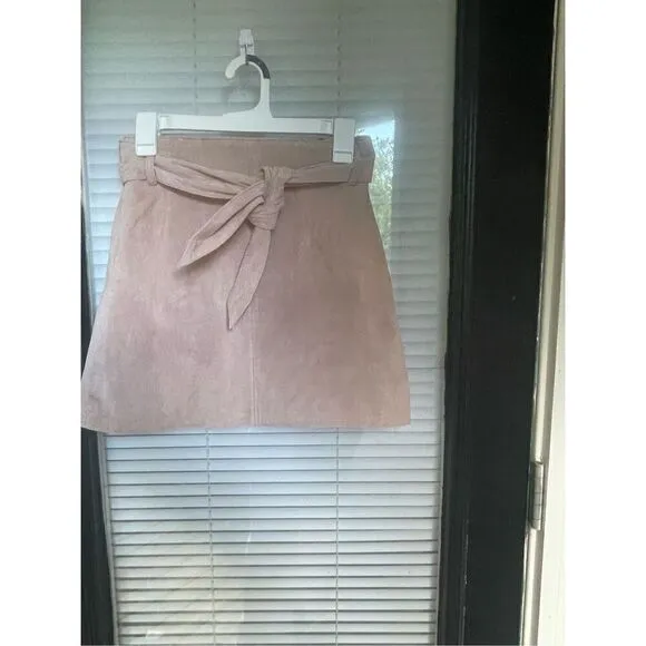 NWT BlankNyc Leather Suede Candy Blush Pink Mini Skirt Size 25