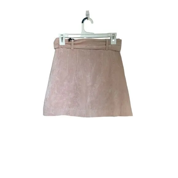 NWT BlankNyc Leather Suede Candy Blush Pink Mini Skirt Size 25