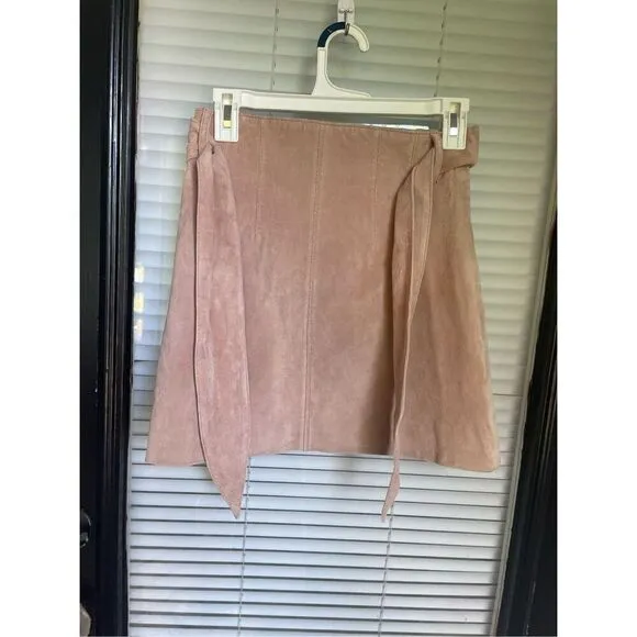 NWT BlankNyc Leather Suede Candy Blush Pink Mini Skirt Size 25
