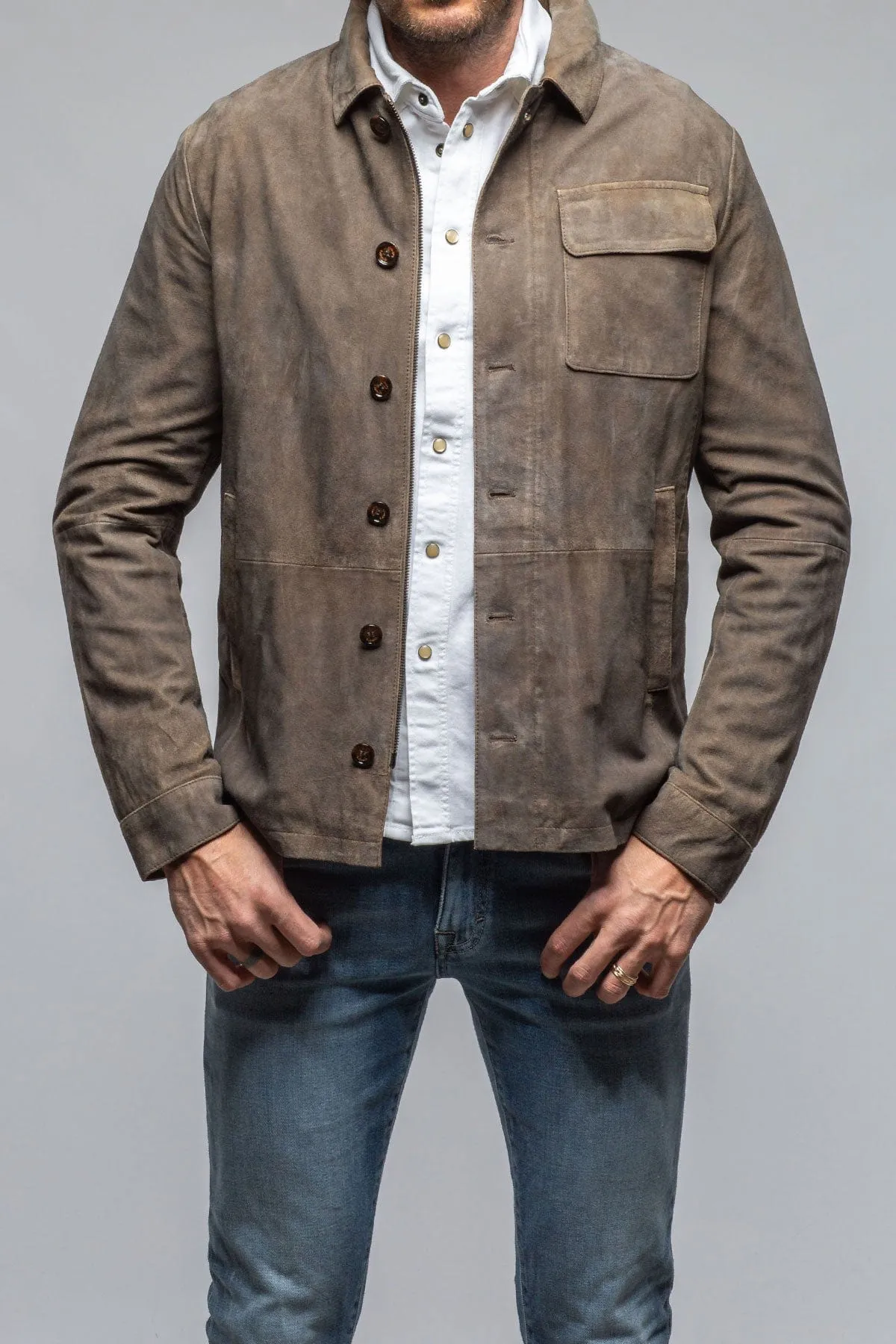 Oakley Suede Shirt Jacket In Mushroom