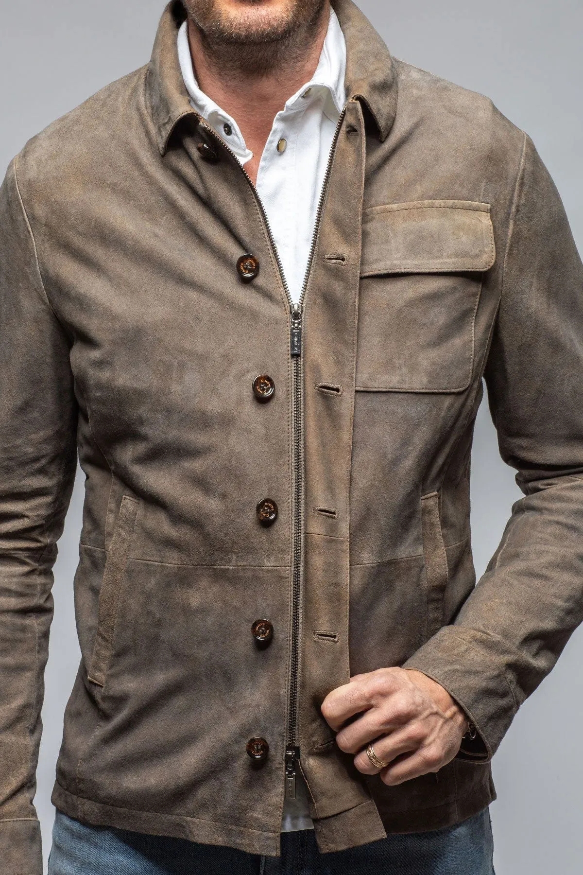 Oakley Suede Shirt Jacket In Mushroom