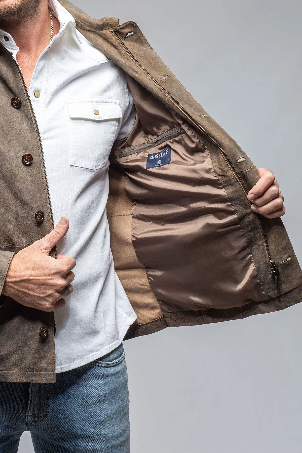 Oakley Suede Shirt Jacket In Mushroom