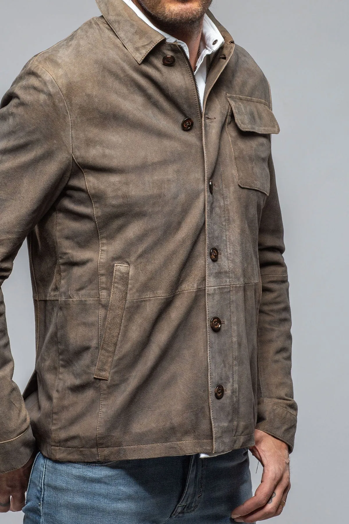 Oakley Suede Shirt Jacket In Mushroom