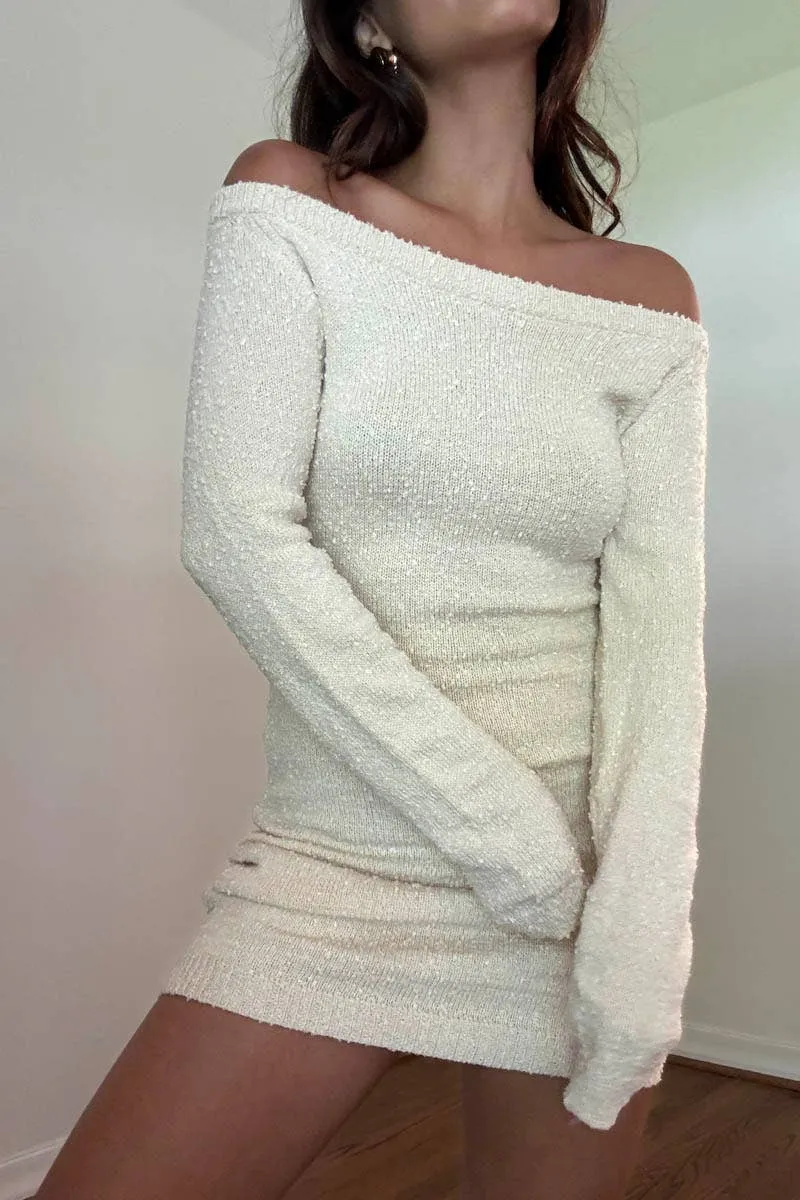 Off Shoulder Knit Mini Dress