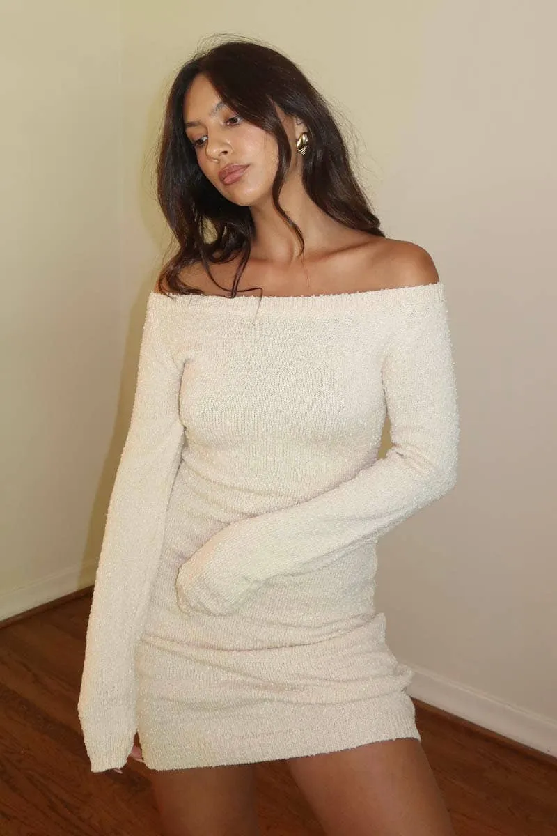 Off Shoulder Knit Mini Dress