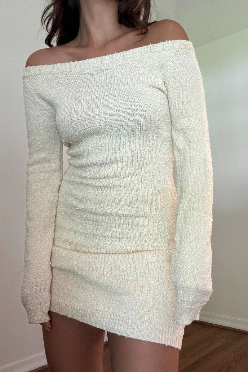 Off Shoulder Knit Mini Dress