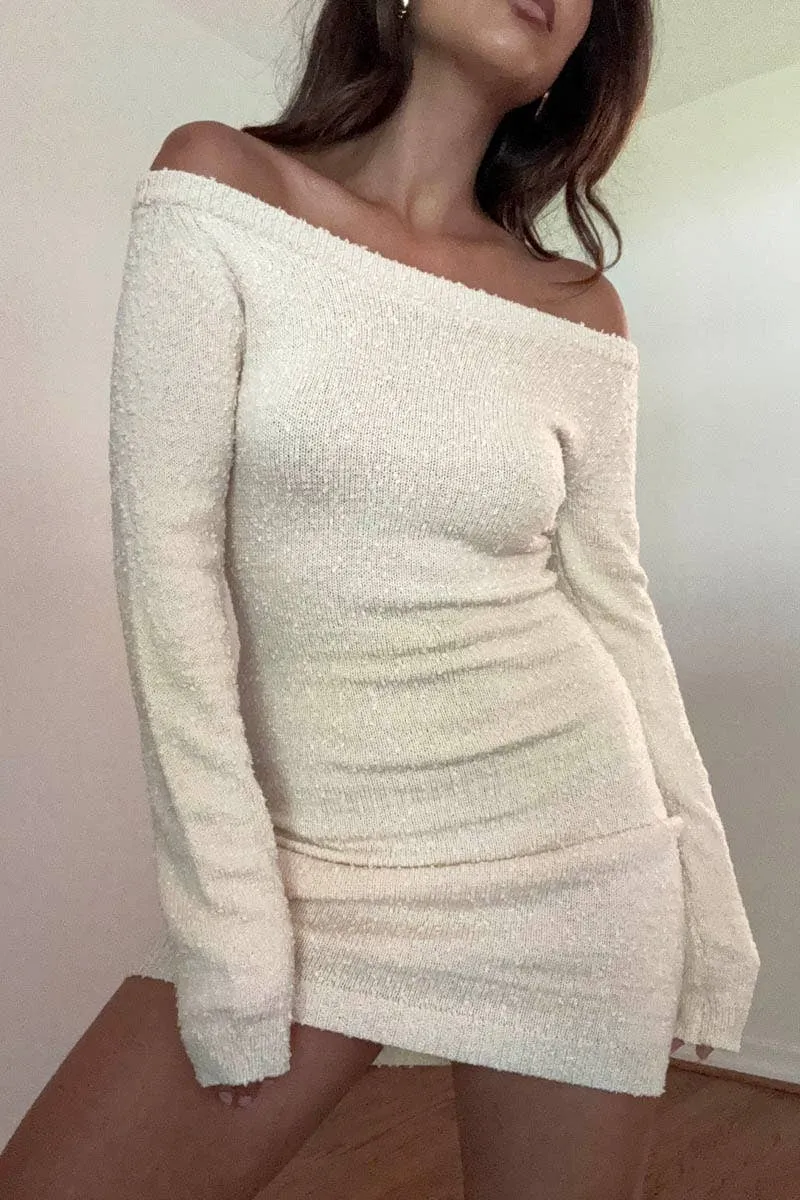 Off Shoulder Knit Mini Dress