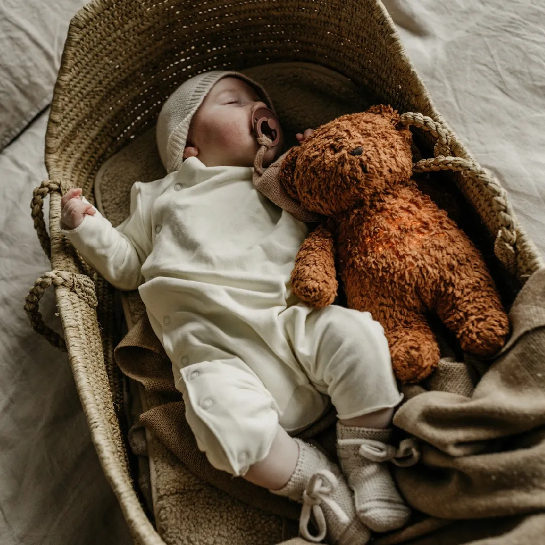 Organic Cotton Humming Bear with Night Light (Caramel)