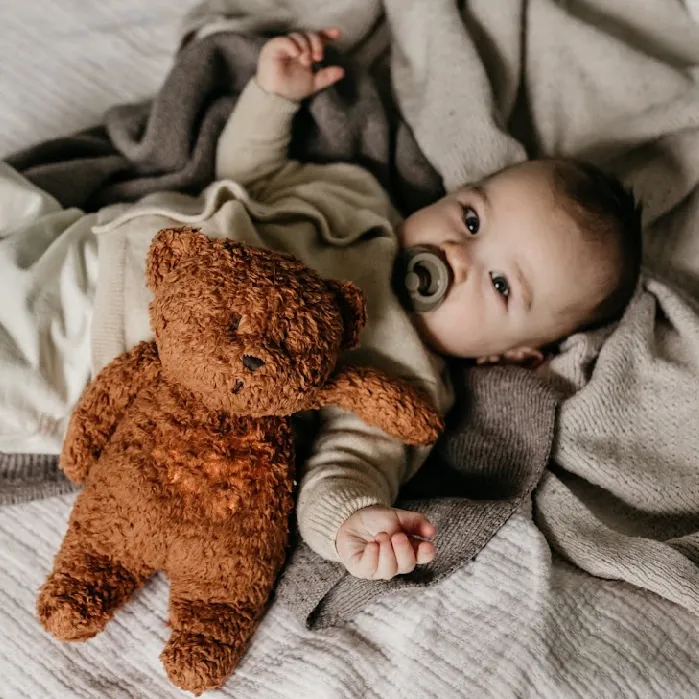 Organic Cotton Humming Bear with Night Light (Caramel)