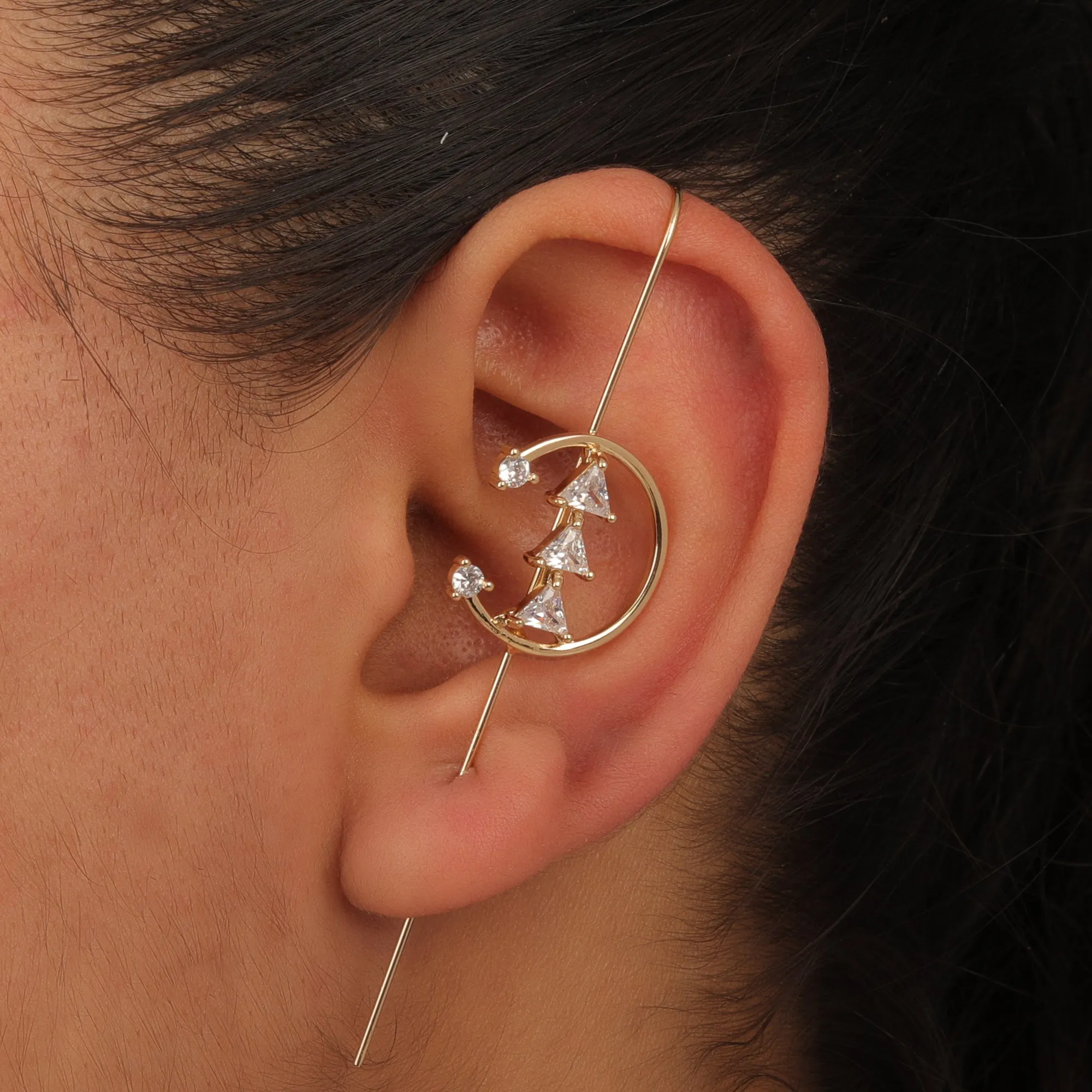Pack Of 2 Gold Plated Zircon Studded Ear Cuff