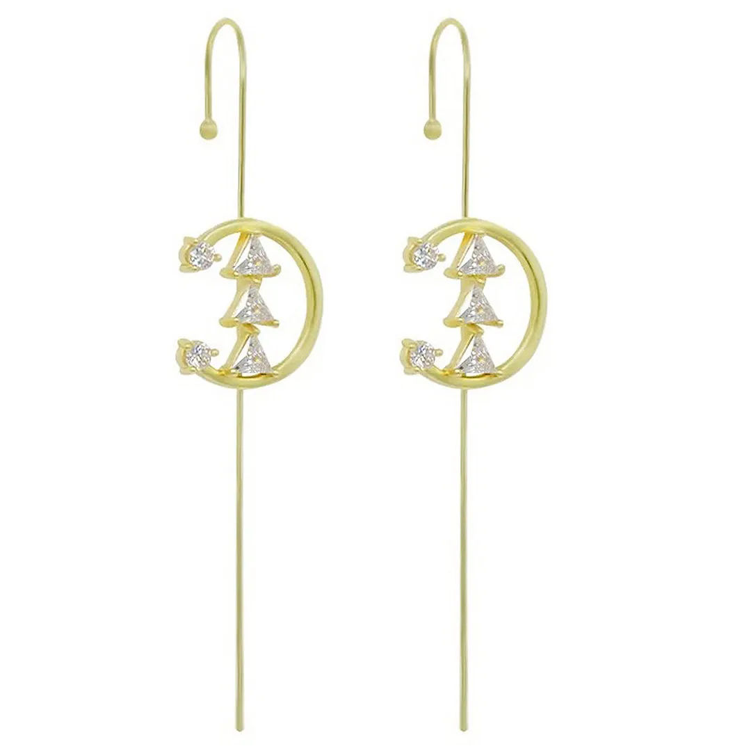 Pack Of 2 Gold Plated Zircon Studded Ear Cuff