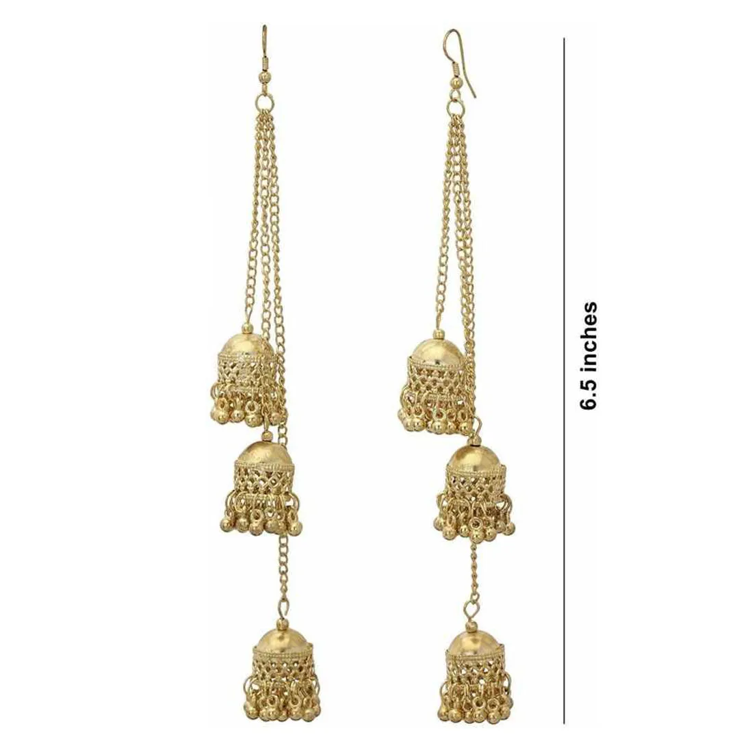 Pack of 2 Golden and Silver Multicolor Ghungroo Jhumki