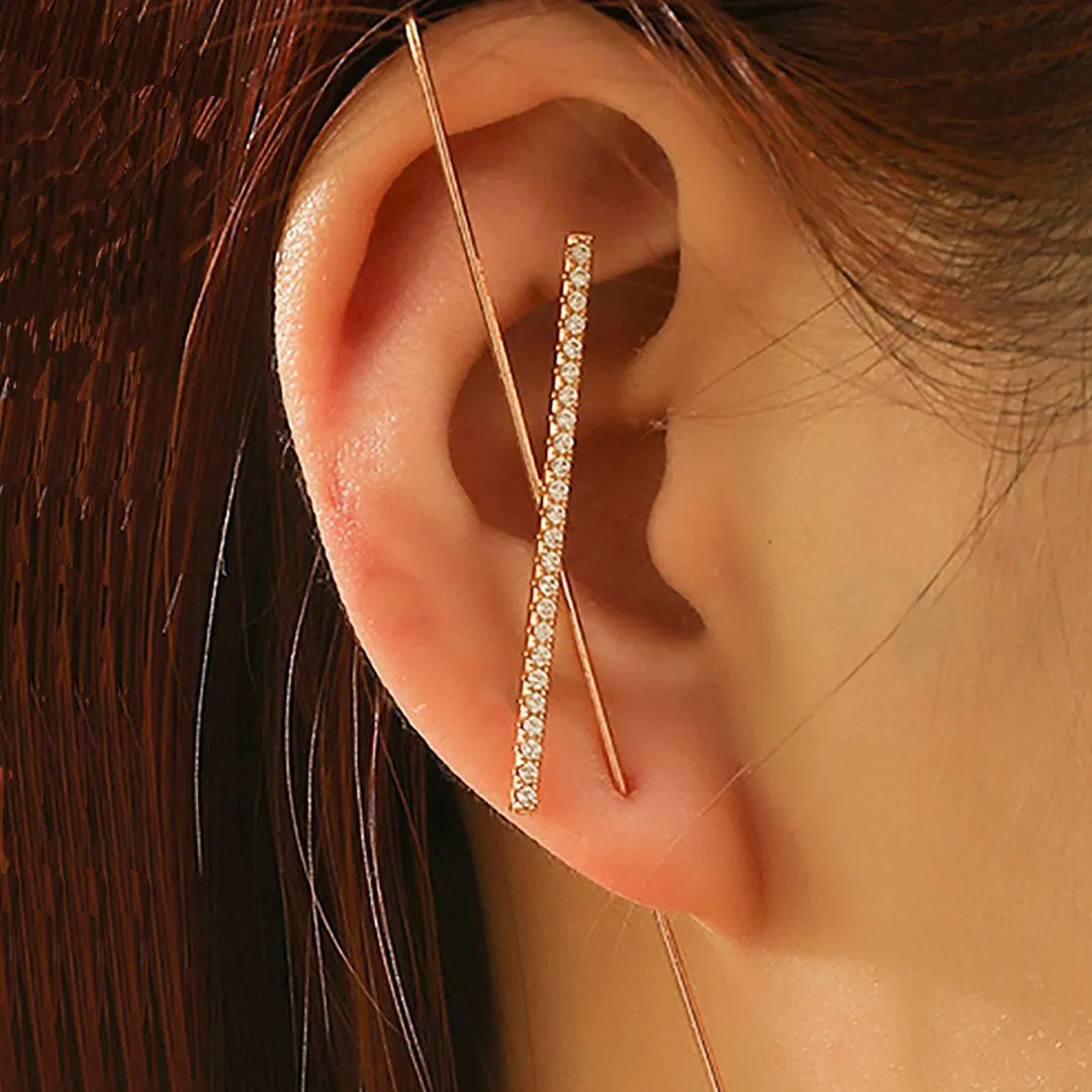 Pack of 3 Zircon Studded Butterfly and Cross Ear Cuff