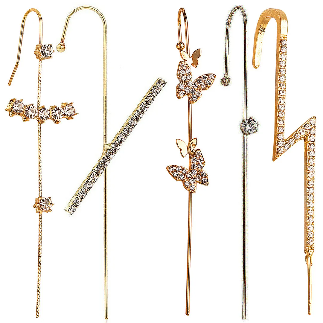 Pack Of 5 Cross Butterfly And Thunderbolt Ear Cuff