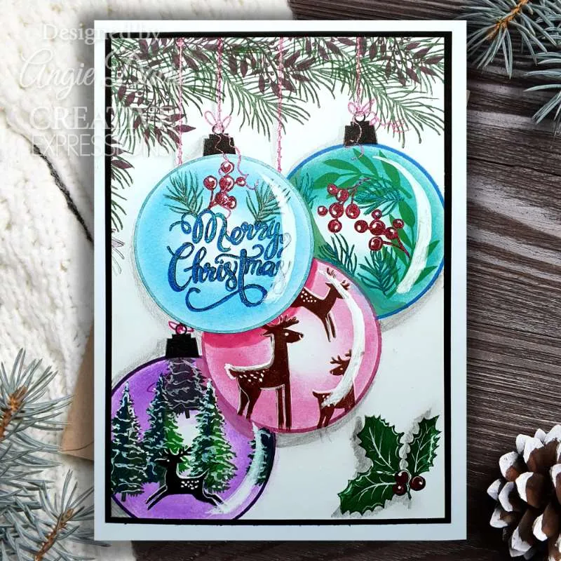 Paintable Baubles Big Circle 4x6” Clear Stamp Woodware JGS867