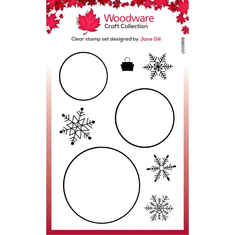 Paintable Baubles Circles 4x6” Clear Stamp Woodware JGS868