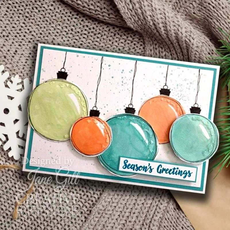 Paintable Baubles Circles 4x6” Clear Stamp Woodware JGS868