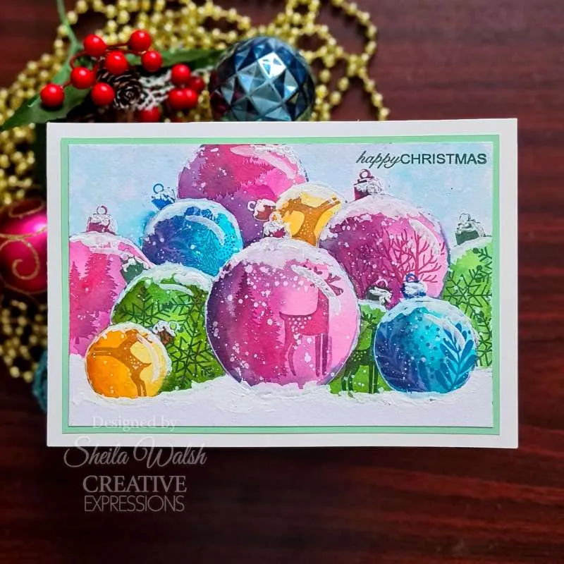 Paintable Baubles Circles 4x6” Clear Stamp Woodware JGS868