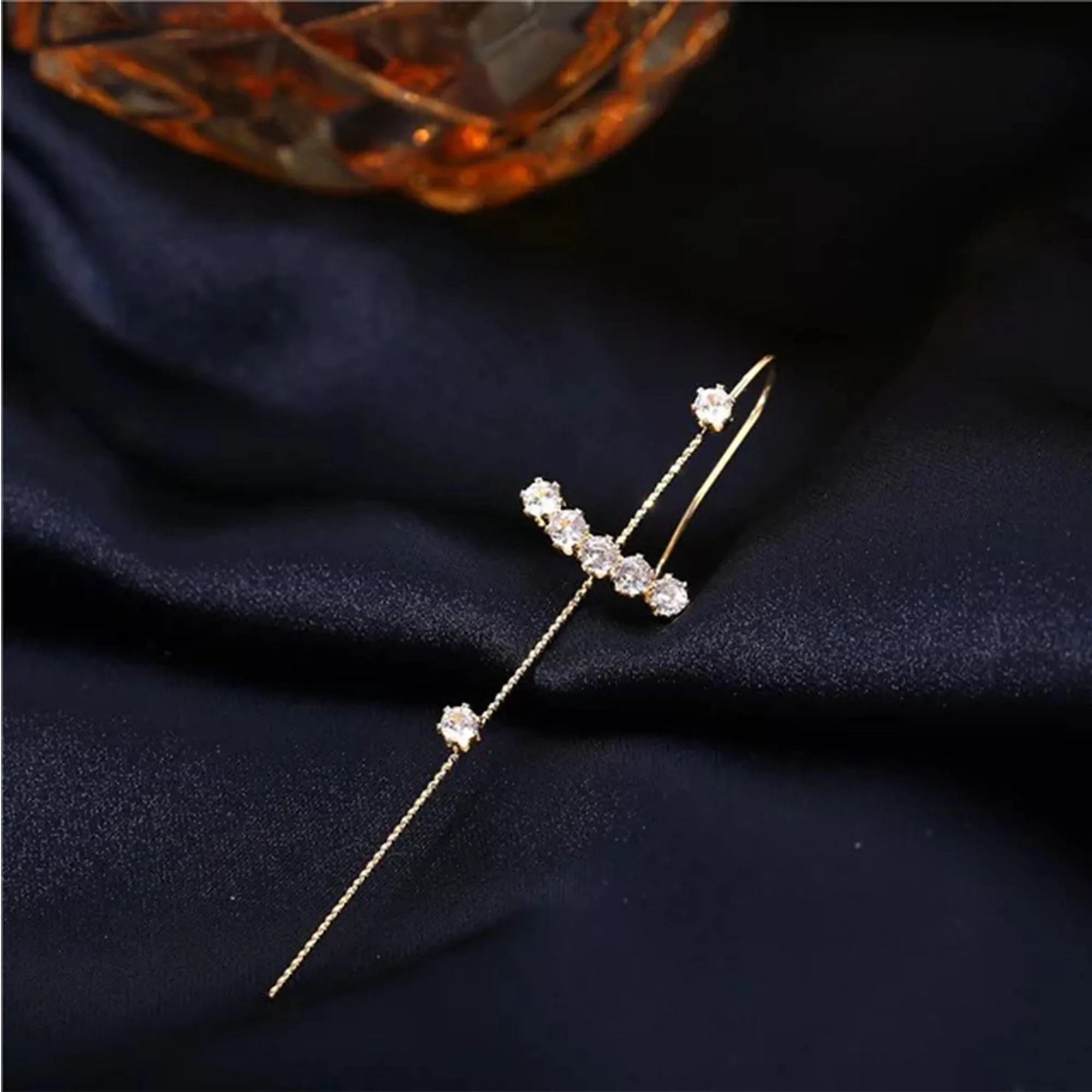 Pair of 2 Gold Plated Zircon Studded Ear Cuff