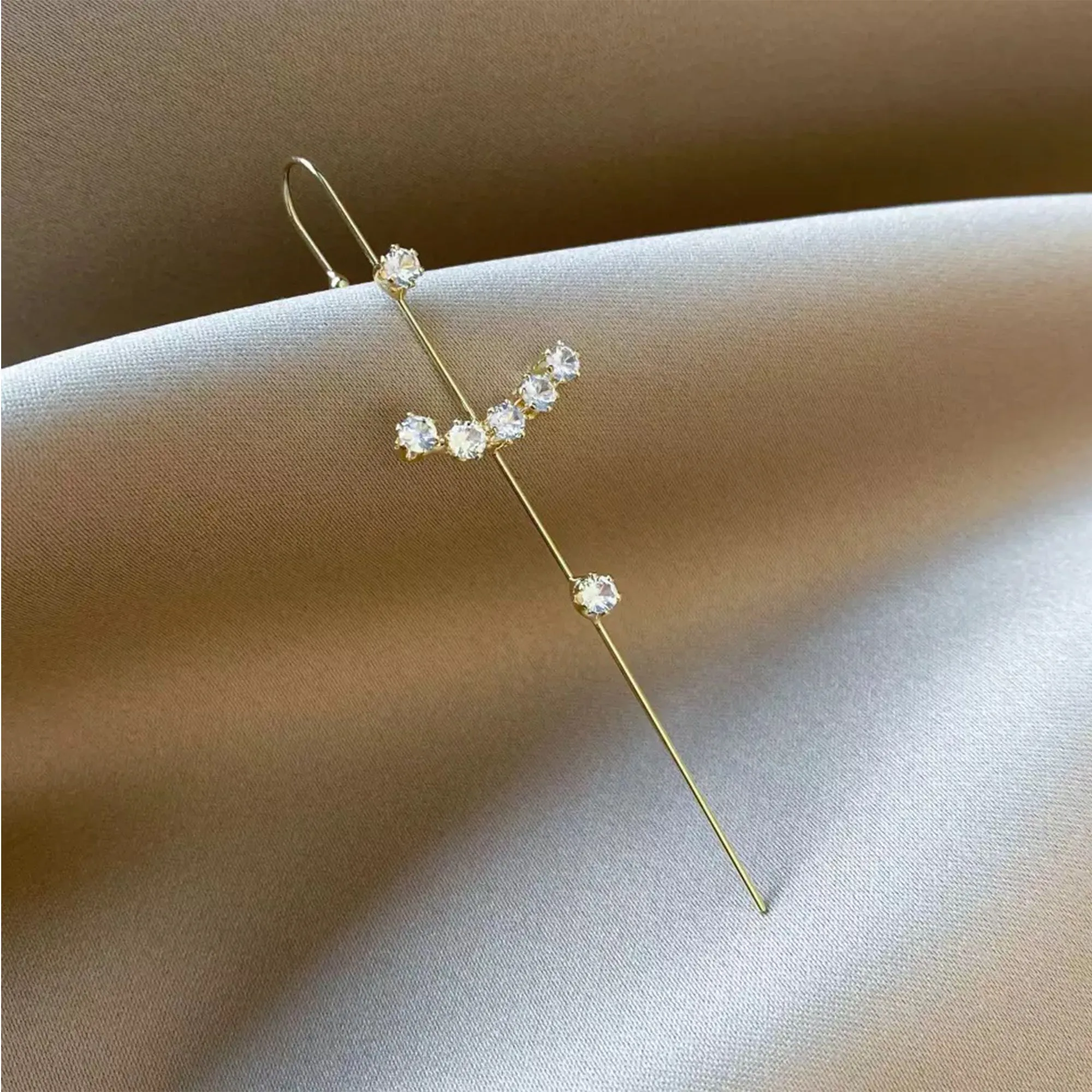 Pair of 2 Gold Plated Zircon Studded Ear Cuff