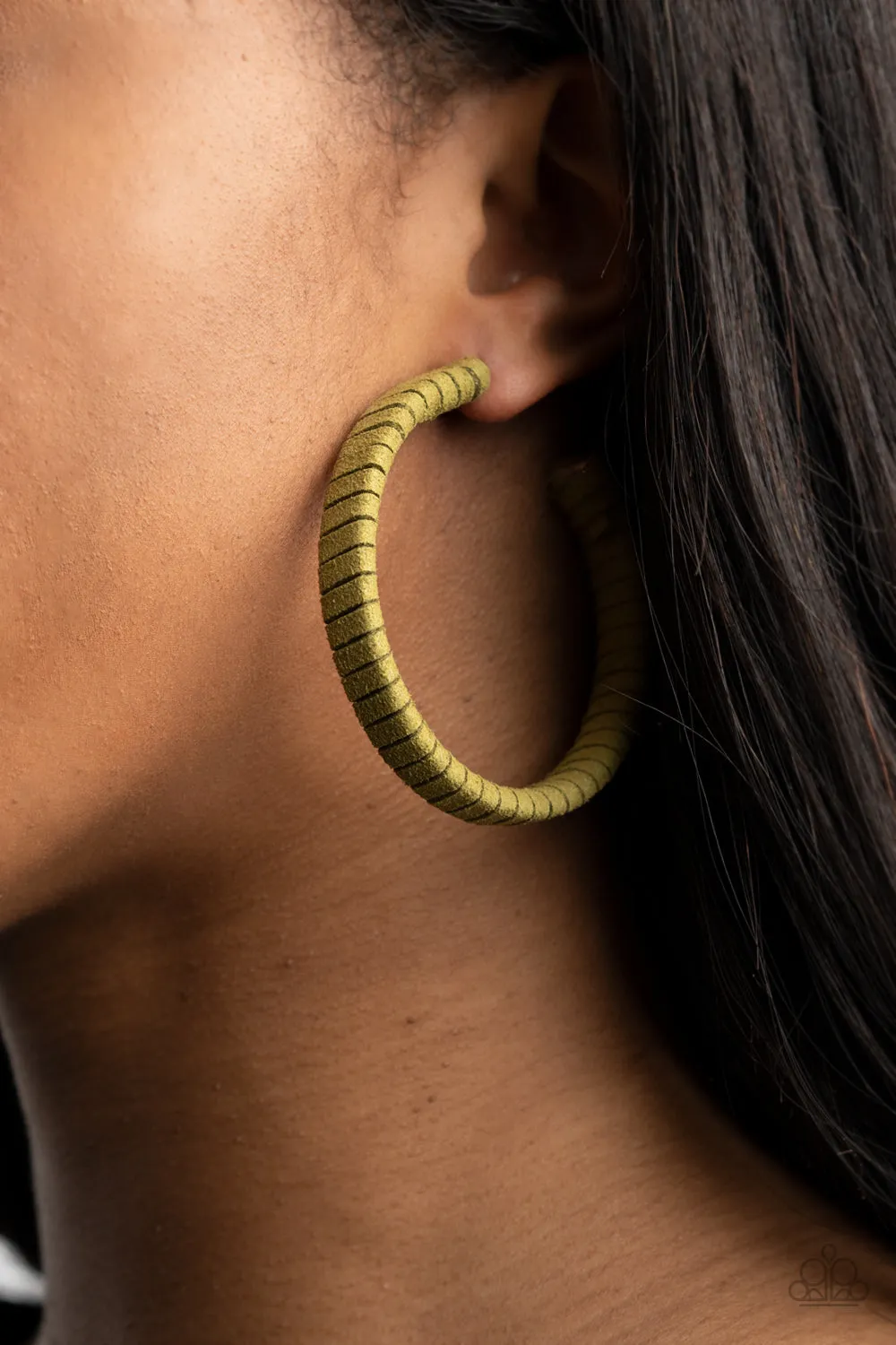 Paparazzi Suede Parade - Green/Orange Suede Hoops