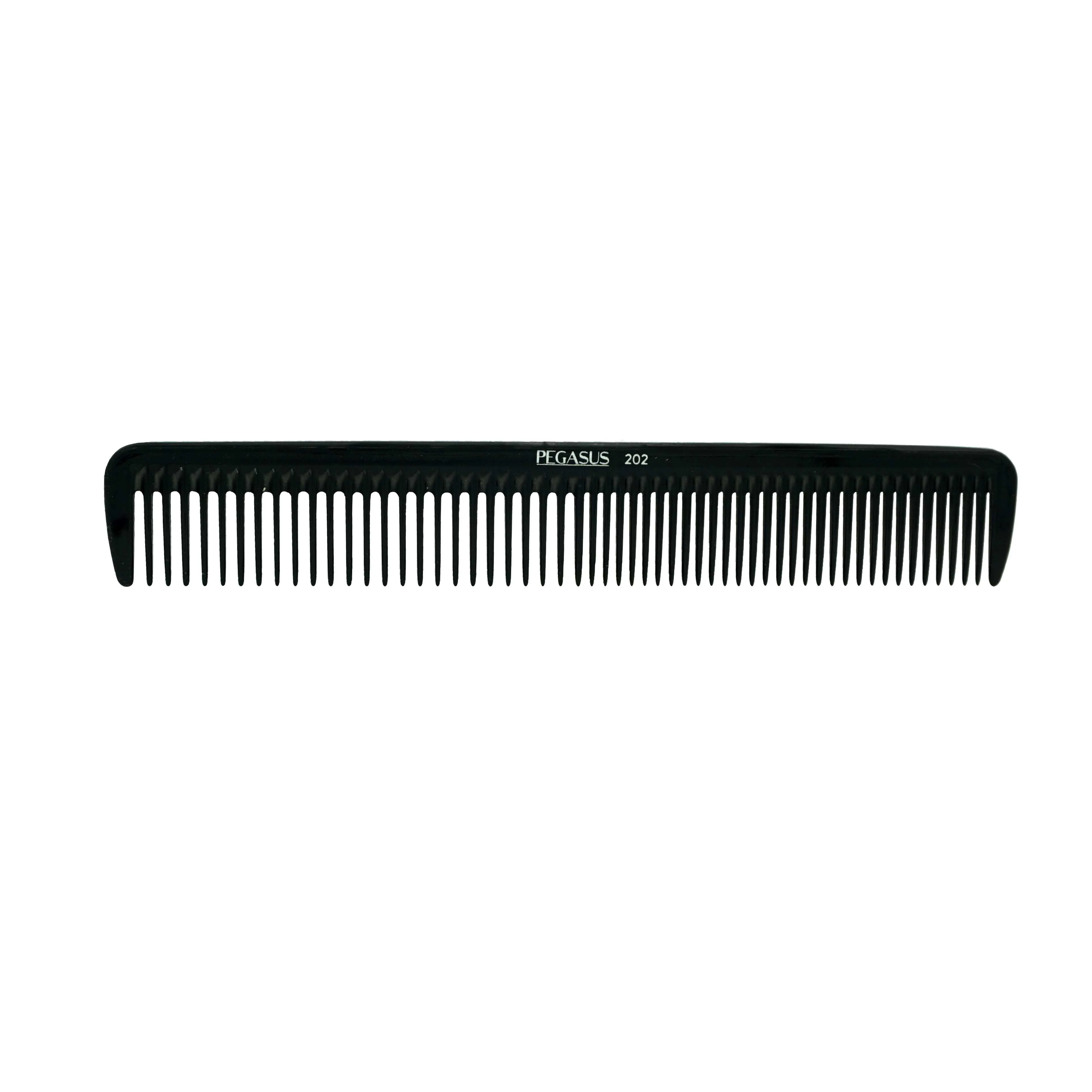 Pegasus 202, 7in Hard Rubber Hair Detangling/Trimmer Course Tooth Comb,  Seamless, Smooth Edges, Anti Static, Heat and Chemically Resistant, Everyday Grooming Comb | Peines de goma dura - Black