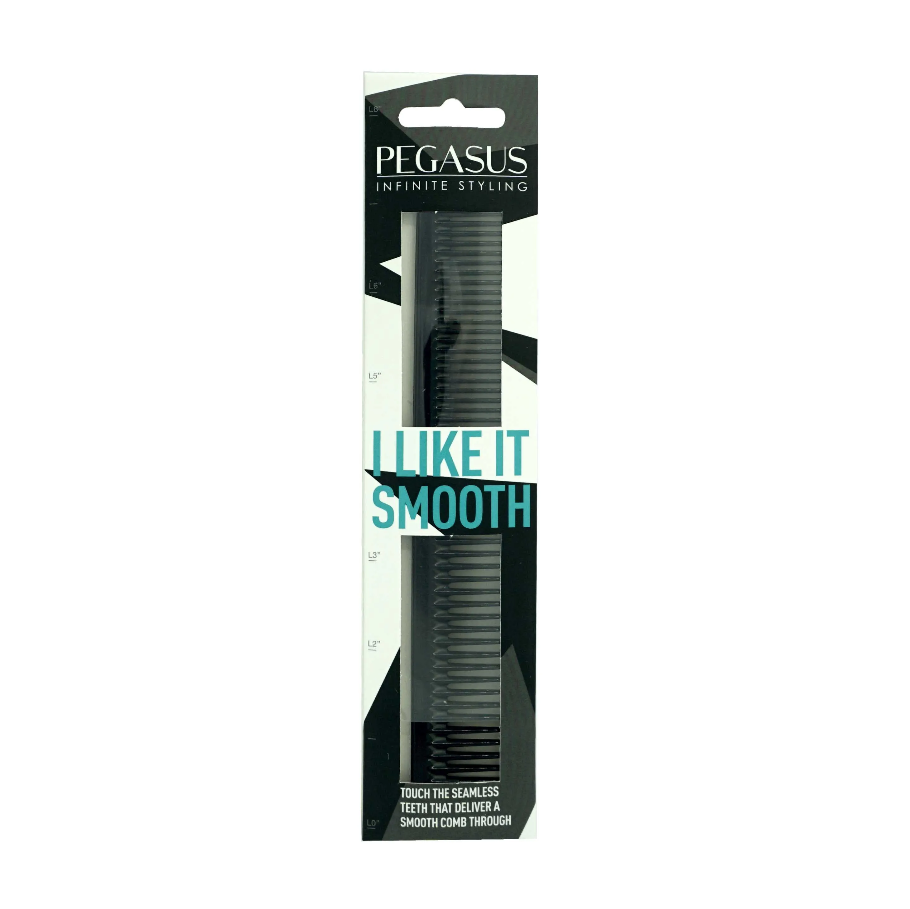 Pegasus 202, 7in Hard Rubber Hair Detangling/Trimmer Course Tooth Comb,  Seamless, Smooth Edges, Anti Static, Heat and Chemically Resistant, Everyday Grooming Comb | Peines de goma dura - Black