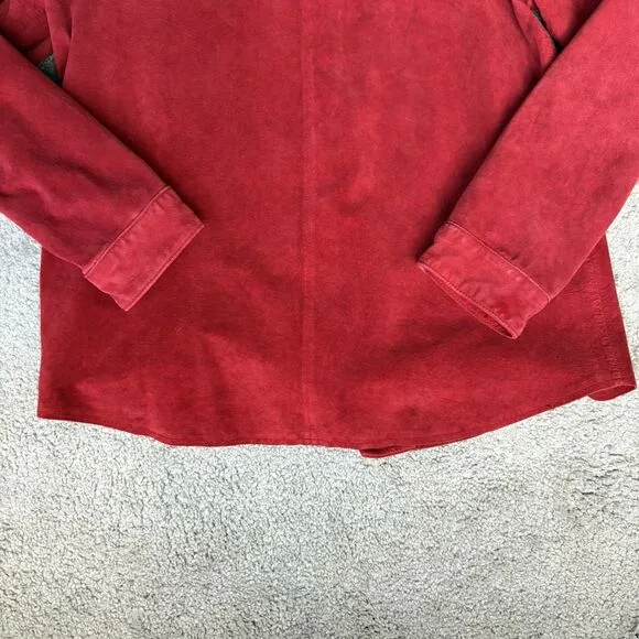 Pendleton Leather Jacket Womens M Red Suede Button Up Shacket