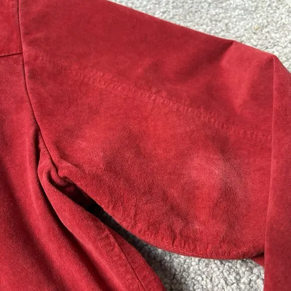 Pendleton Leather Jacket Womens M Red Suede Button Up Shacket
