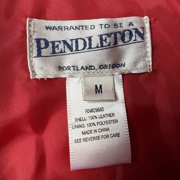 Pendleton Leather Jacket Womens M Red Suede Button Up Shacket